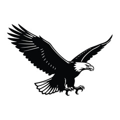 Obraz premium Flying Eagle Silhouette Vector Isolated on White Background