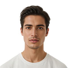 Obraz premium Portrait of a Man With Short Dark Hair Looking Directly at the Camera
