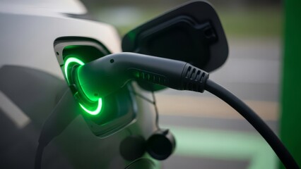 Electric vehicle charging with green energy connector at station