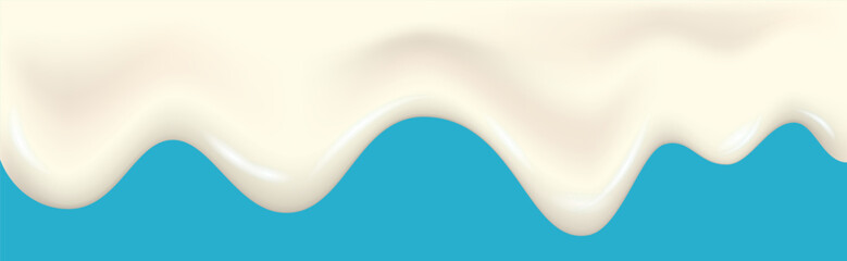 Yogurt wave realistic 3d texture, dripping cream.