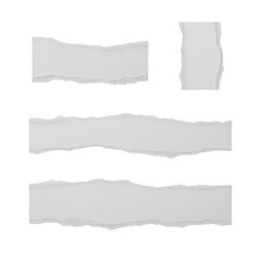 Torn paper strips isolated on transparent background