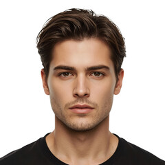 Naklejka premium Portrait of a Young Man With Stylish Hair and Confident Expression