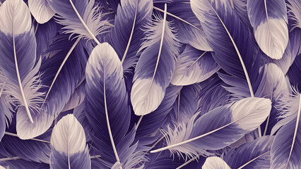 Purple feathers in a decorative pattern on a dark background  