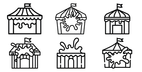 A collection of modern and minimal festival color paint splash line vector art icon set outline icon set. Holiday outline icons