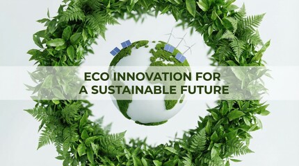 Eco Innovation for a Sustainable Future Concept with Green Plants and Globe