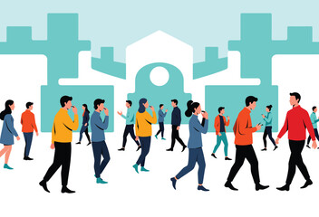 Fototapeta premium Diverse Group of People Walking Together.
