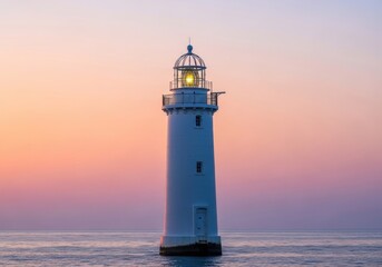 Lone lighthouse at sunset