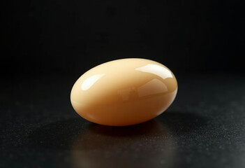 Premium soap with a perfectly polished surface, deep black background, soft directional lighting, subtle highlights, luxury brand aesthetics, elite beauty advertising