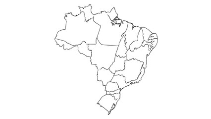 Obraz premium Clean and detailed outline map of Brazil, clearly showing its administrative states and internal political borders, ideal for educational resources, graphic design projects, and geographical studies