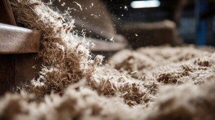 Medium shot of industrial hemp fibers being processed into durable biodegradable textile for environmentally friendly uniforms