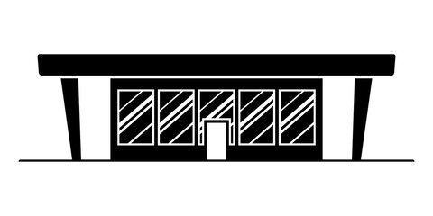 Building icon. Black silhouette. Front view. Vector simple flat graphic illustration. Isolated object on a white background.