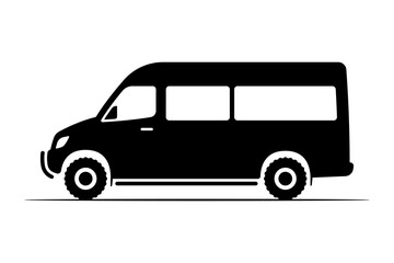 Off-road minibus icon. Black silhouette. Side view. Vector simple flat graphic illustration. Isolated object on a white background.