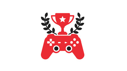 Red gaming controller with trophy and laurel wreath