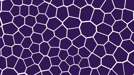 Irregular polygonal white lines forming a fascinating cell network pattern on a deep purple surface