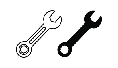 Two wrenches one black and one outlined in black on a for repair and construction needs