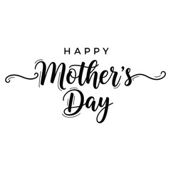 Happy Mother s Day Elegant Black Calligraphy Text White Background Greeting Card Invitation
