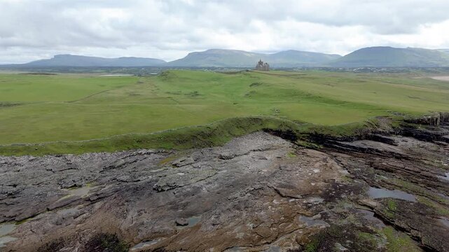 Aerial view of Classiebawn Castle on County Sligo, Ireland