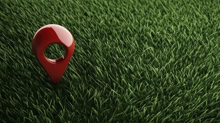 Red location pins stand out against a vibrant green field, marking specific spots with clarity and visibility in an outdoor setting
