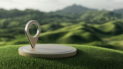 Red location pins stand out against a vibrant green field, marking specific spots with clarity and visibility in an outdoor setting