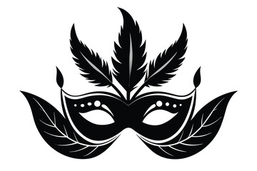 Ornate Feathered Mask Vector Graphic, Black and White Symbol for Mardi Gras Celebration and Cultural Events