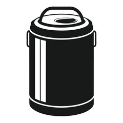 Insulated Stainless Steel Drink Cooler Icon in Black and White Silhouette Style for Outdoor Activities