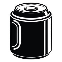 Black and White Minimalist Icon of a Stainless Steel Beverage Can Cooler for Commercial Use