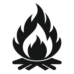 Stylized Campfire Silhouette Icon Vector for Outdoor Adventure and Camping Themes