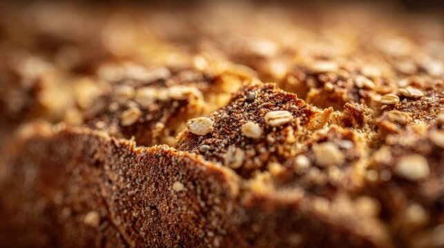 Close-up of freshly baked multigrain bread with seeds - Powered by Adobe