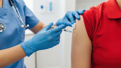 Medical professional administering vaccine to patient
