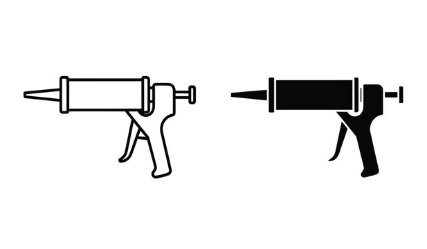 Two caulking guns one black and one outlined in black