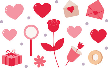 A collection of cute valentine's day icons and symbols for celebration