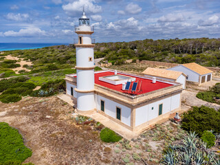 Punta de la Salinas lighthouse, Cap de Ses Salines, Santanyi, Mallorca, Balearic Islands, Spain