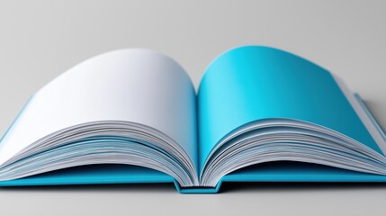 Fototapeta premium Open book with blue cover on a table