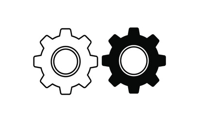 Fototapeta premium Two gear icons in black and white colors for settings or mechanics