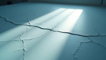 Abstract cracked surface texture with bright sun light beam