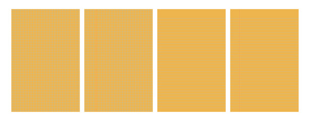 Set of yellow legal pad pages with lined or grid designs