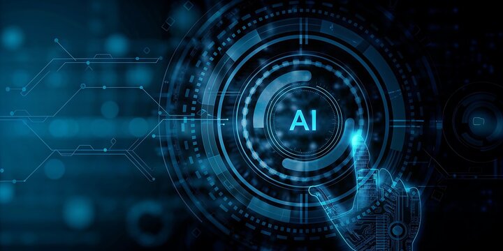 business hand using digital artificial intelligence interface new modern computer. Digital stock interface new modern computer used by business hand.