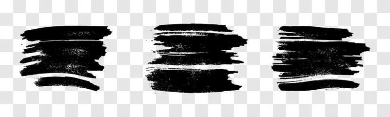 Set of black hand drawn brush strokes