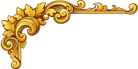 Golden ornate corner design, vector