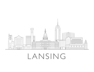 Lansing Michigan cityscape illustration skyline drawing