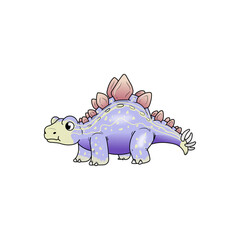 Cute purple Stegosaurus cartoon dinosaur standing alone © NUR ALAM