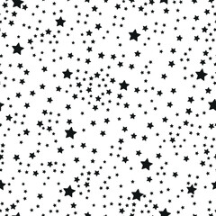Obraz premium Black stars with white background. Seamless fabric design pattern