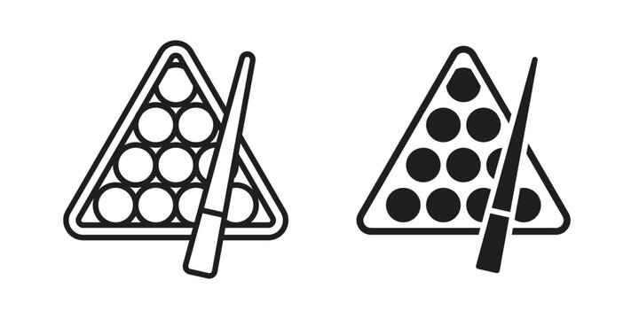 billiards icons for design. Easily editable stroke. Modern flat design.