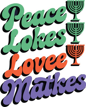 Colorful peace lokkes lovee matkes hanukkah menorah vector graphic illustration for jewish holiday celebration design festive backgrounds and social media marketing promoting cultural appreciation and