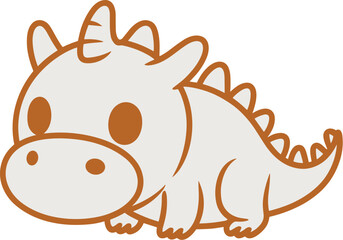 Cute cartoon baby dragon outline illustration vector graphic in minimalist modern style adorable mythical creature line art design for children's books educational materials kids games and fantasy the