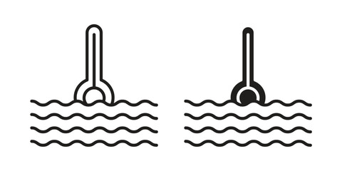 Car temperature icons for design. Easily editable stroke. Modern flat design.