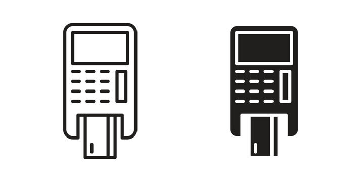 Card machine icons for design. Easily editable stroke. Modern flat design.