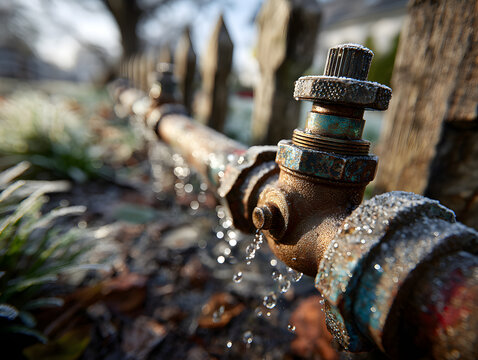 Residential home water sprinkler system being winterize for the cold weather