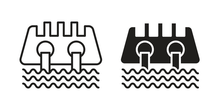 Dam icons for design. Easily editable stroke. Modern flat design.