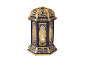 ornate blue and gold lantern with intricate filigree design ramadan eid mubarak